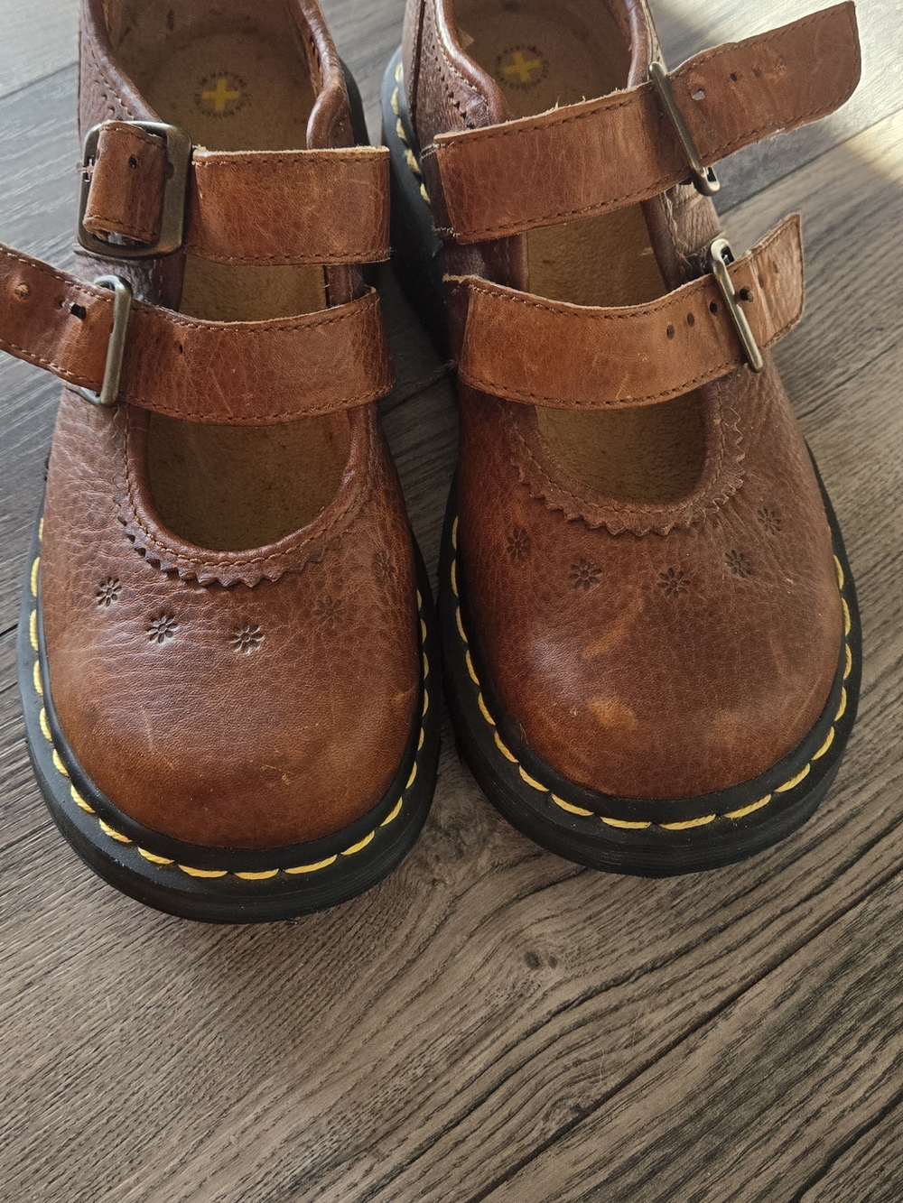 Dr. Martens Brown Leather Double-Strap Mary Jane Flats - Picture 2 of 6